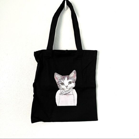 New Cat Print Canvas Bag - Picture 1 of 4